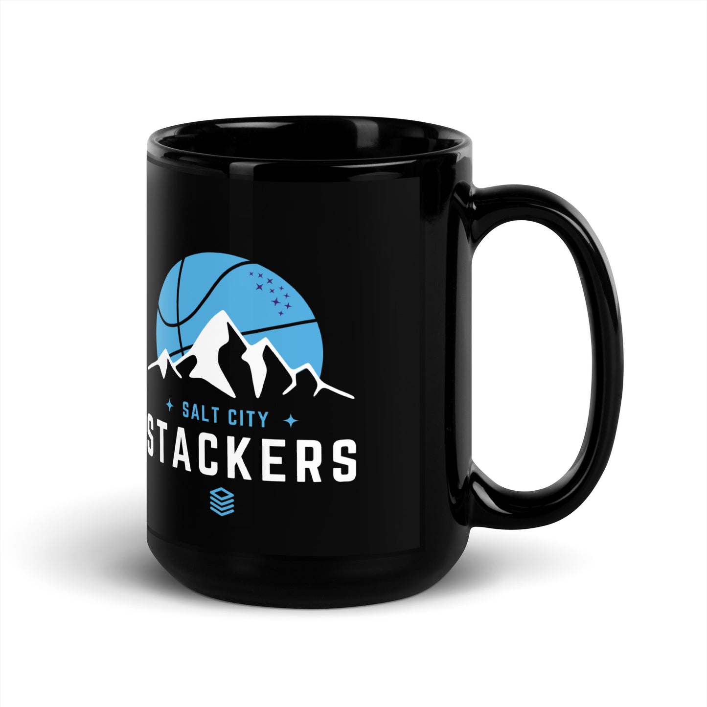 Salt City Stackers Black Glossy Mug